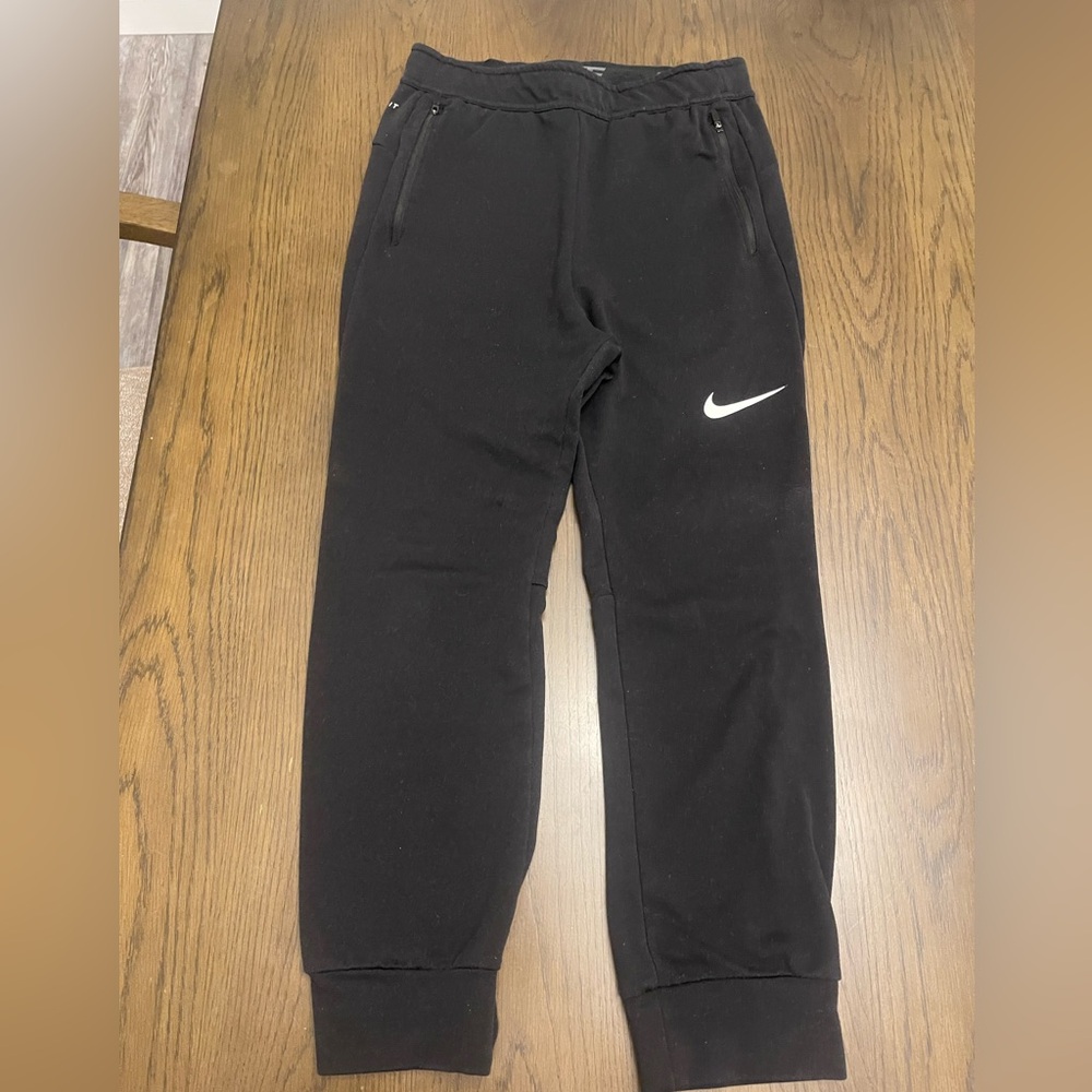 Nike Kids Black Sweatpants with White Logo